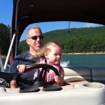 Emma driving the boat...FAST